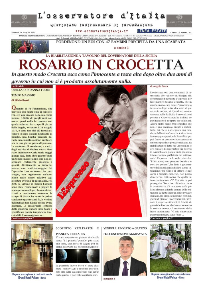 L'osservatore d'Italia edizione del 24 Luglio 2015